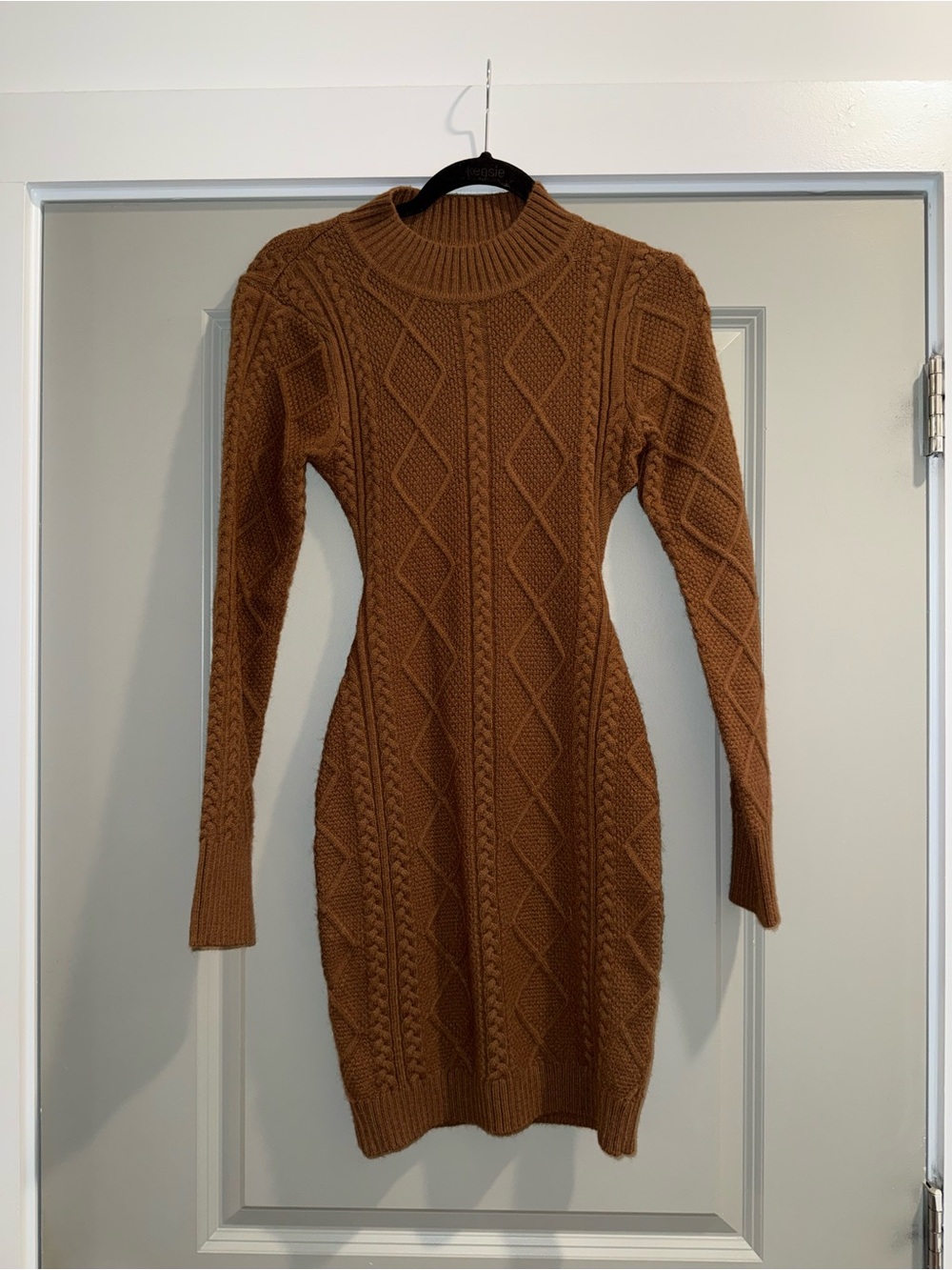 Princess Polly Open Back Cable Knit Sweater Dress - Brown